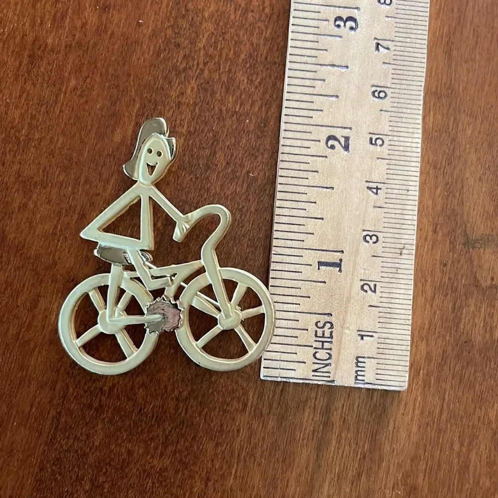 Two Tone Gold Bicycle Brooch